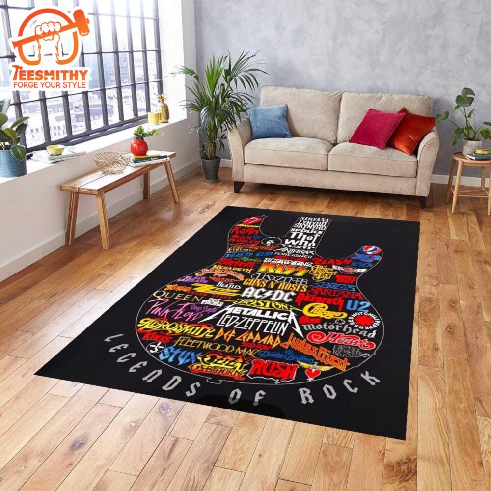 Guns N Rose’s Rug, ACDC Rug, Guitar Rug, Rock Music Rug