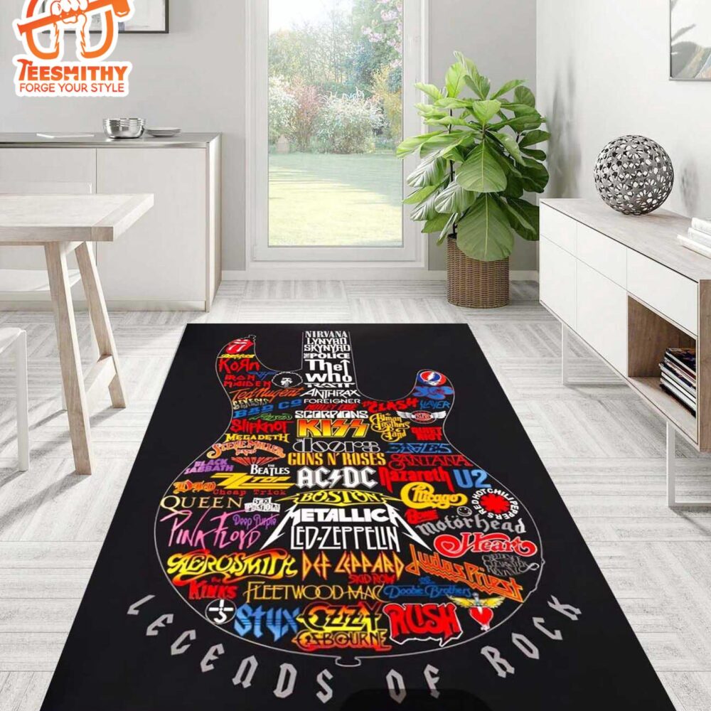 Guns N Rose’s Rug, ACDC Rug, Guitar Rug, Rock Music Rug