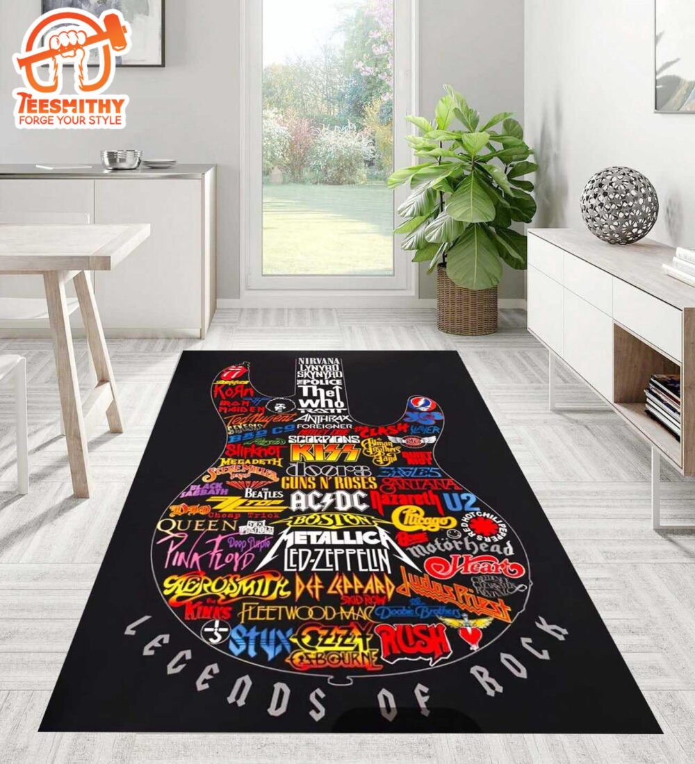 Guns N Rose’s Rug, ACDC Rug, Guitar Rug, Rock Music Rug