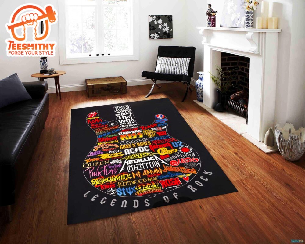 Guns N Rose’s Rug, ACDC Rug, Guitar Rug, Rock Music Rug