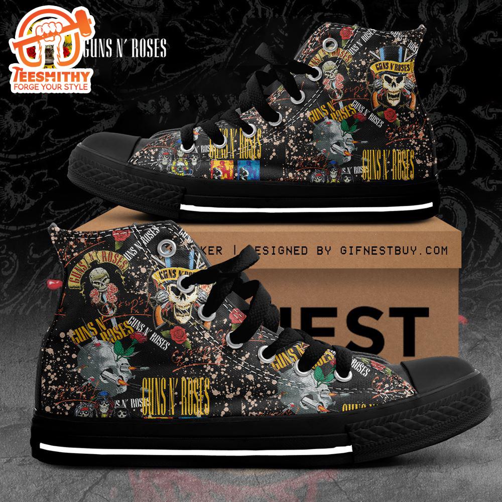 Guns N’ Roses Skull And Rose, Guns N’ Roses High Top Canvas Shoes