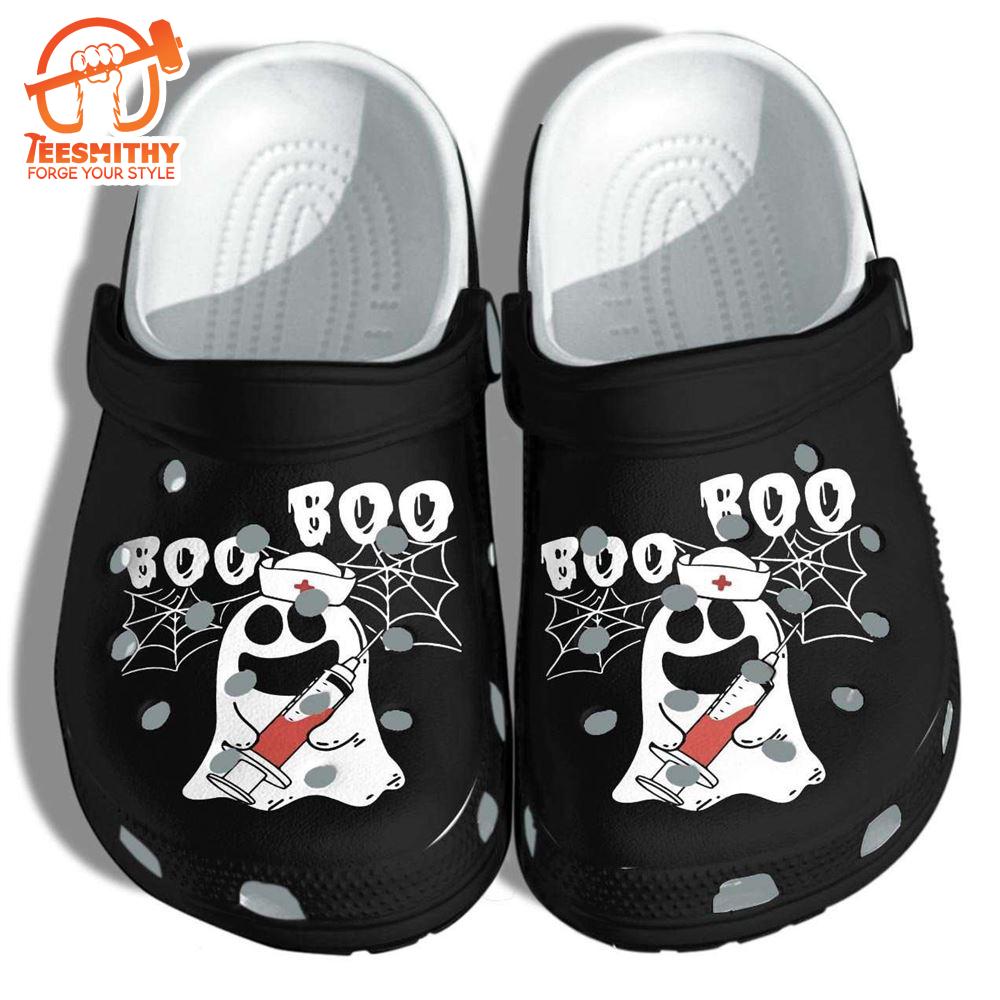 Halloween Ghost Nurse Boo Boo Clogs Shoes