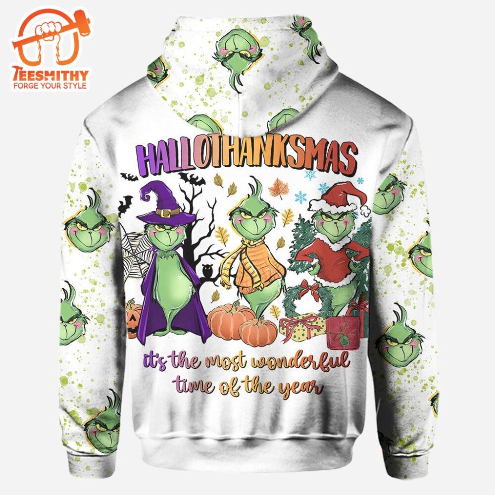 Happy Hallothanksmas – Personalized Grinch Christmas Hoodie and Leggings