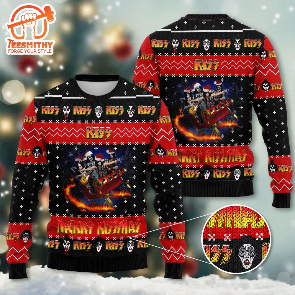 Have Yourself A Merry Little Kissmas Kiss Band 2024 Holiday Ugly Sweater