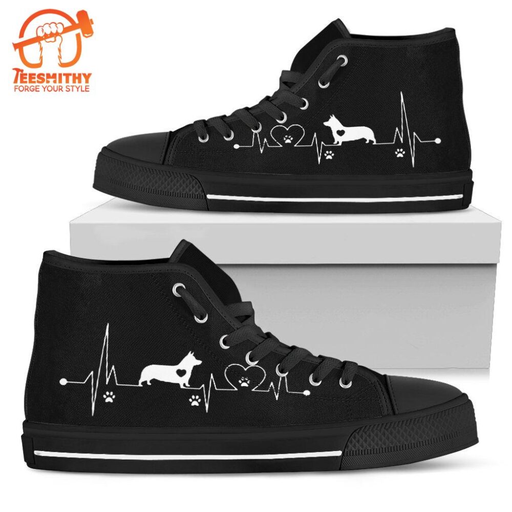 Heartbeat Corgi Dog High Top Shoes