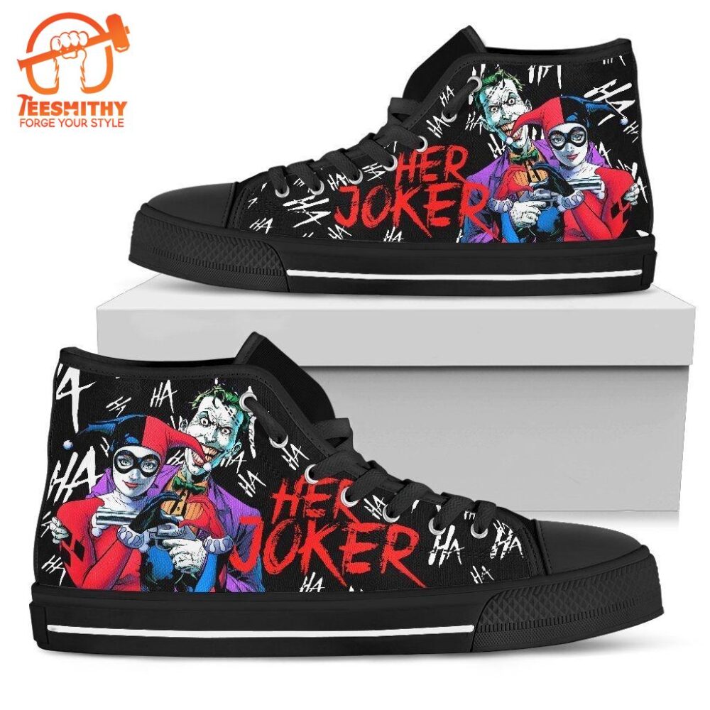 Her Joker His Harley Sneakers Couple High Top Shoes Gift