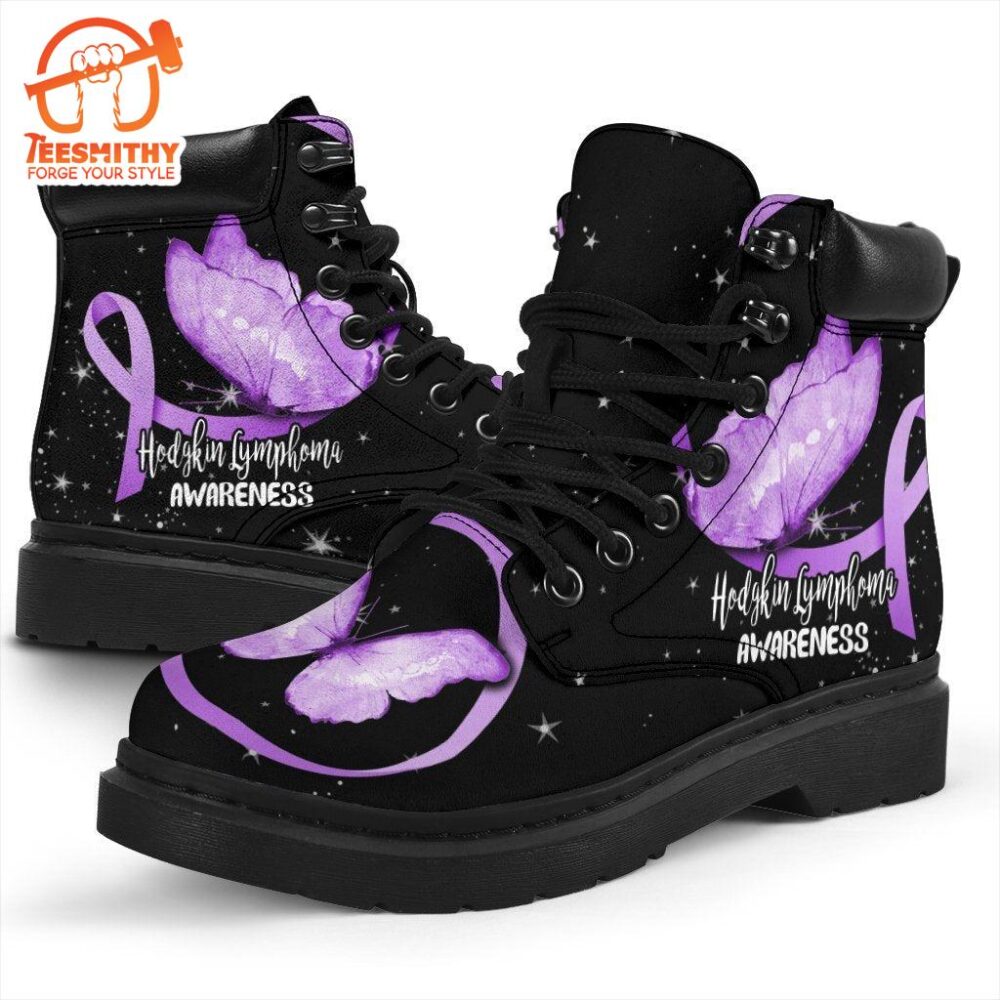 Hodgkin Lymphoma Cancer Awareness Boots Ribbon Shoes