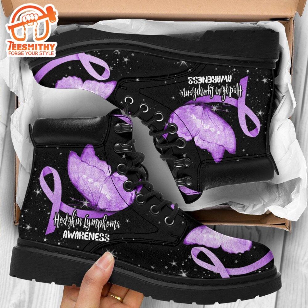 Hodgkin Lymphoma Cancer Awareness Boots Ribbon Shoes