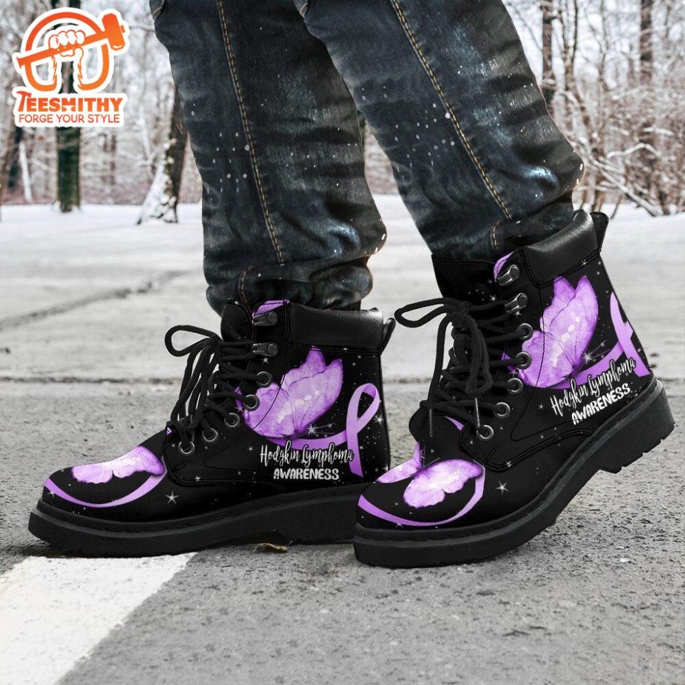 Hodgkin Lymphoma Cancer Awareness Boots Ribbon Shoes