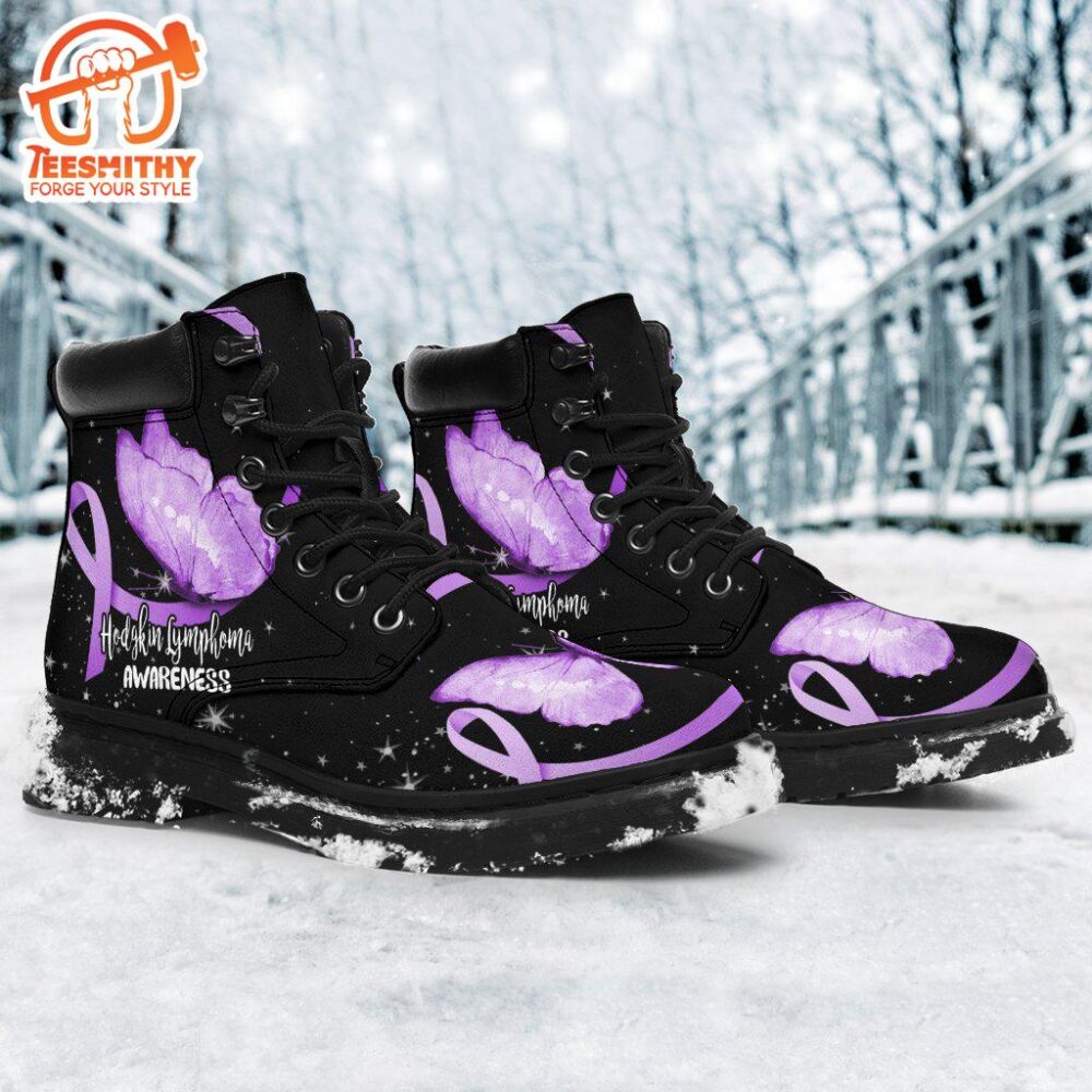 Hodgkin Lymphoma Cancer Awareness Boots Ribbon Shoes