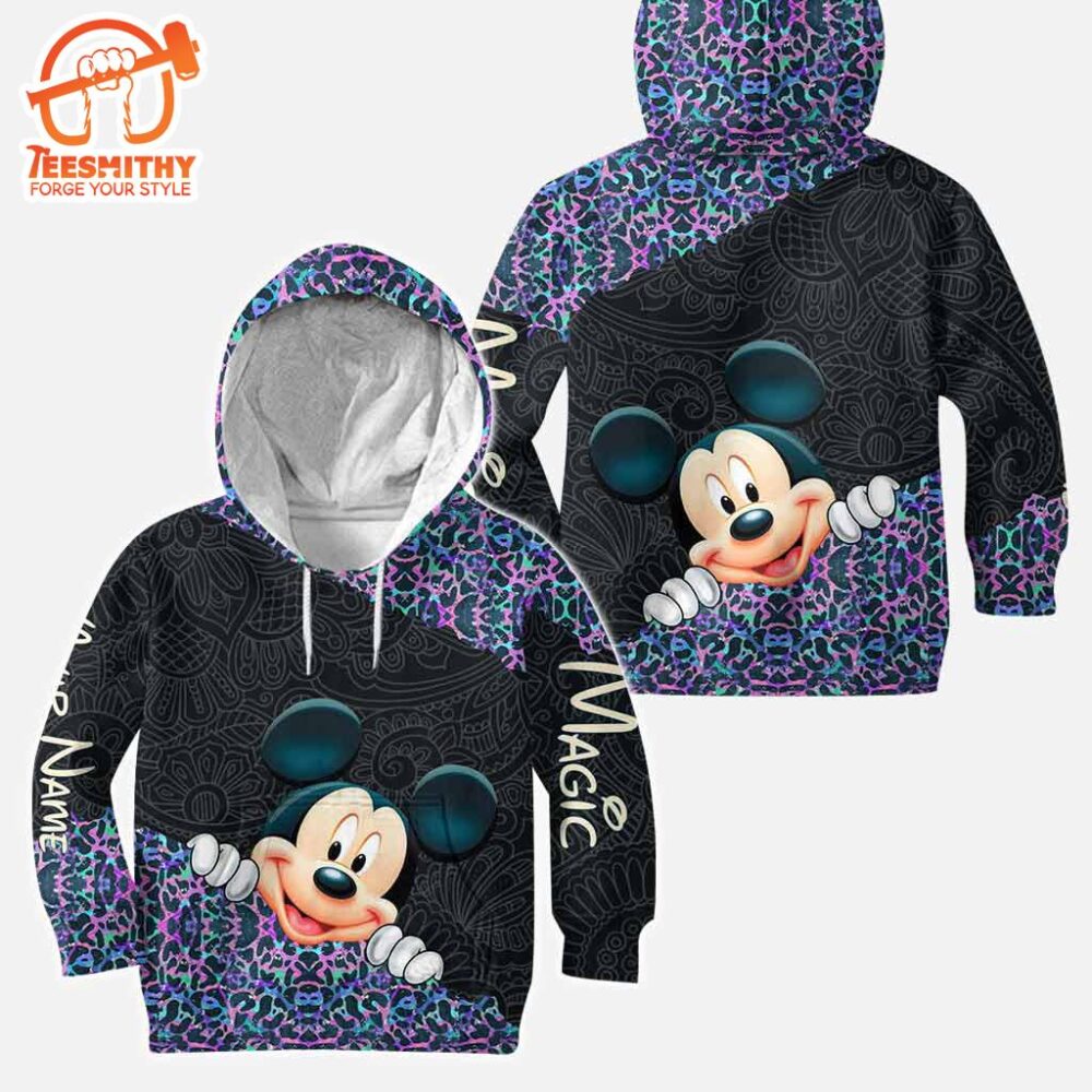 Holographic Leopard Mickey Mouse Ears – Personalized Hoodie and Leggings