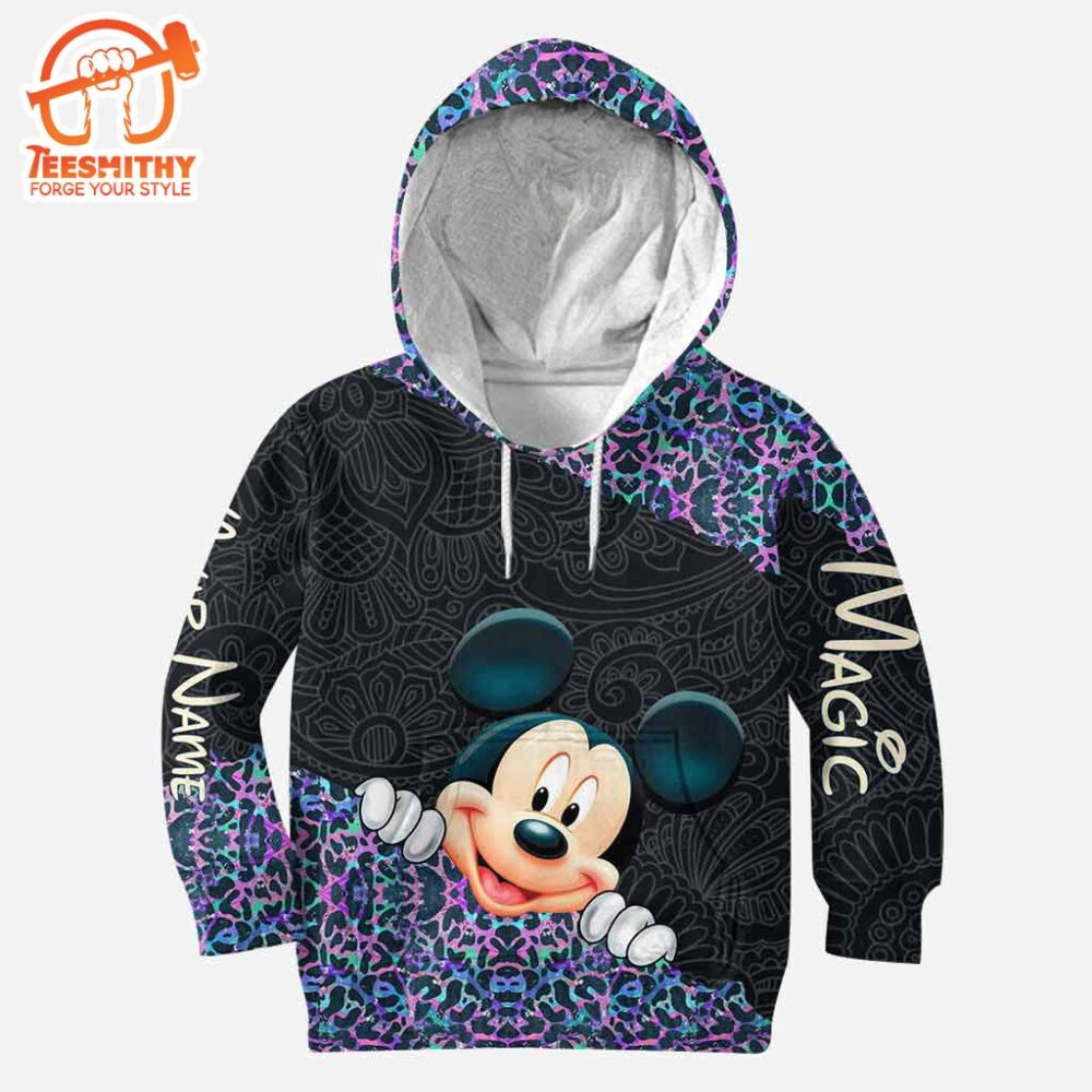 Holographic Leopard Mickey Mouse Ears – Personalized Hoodie and Leggings