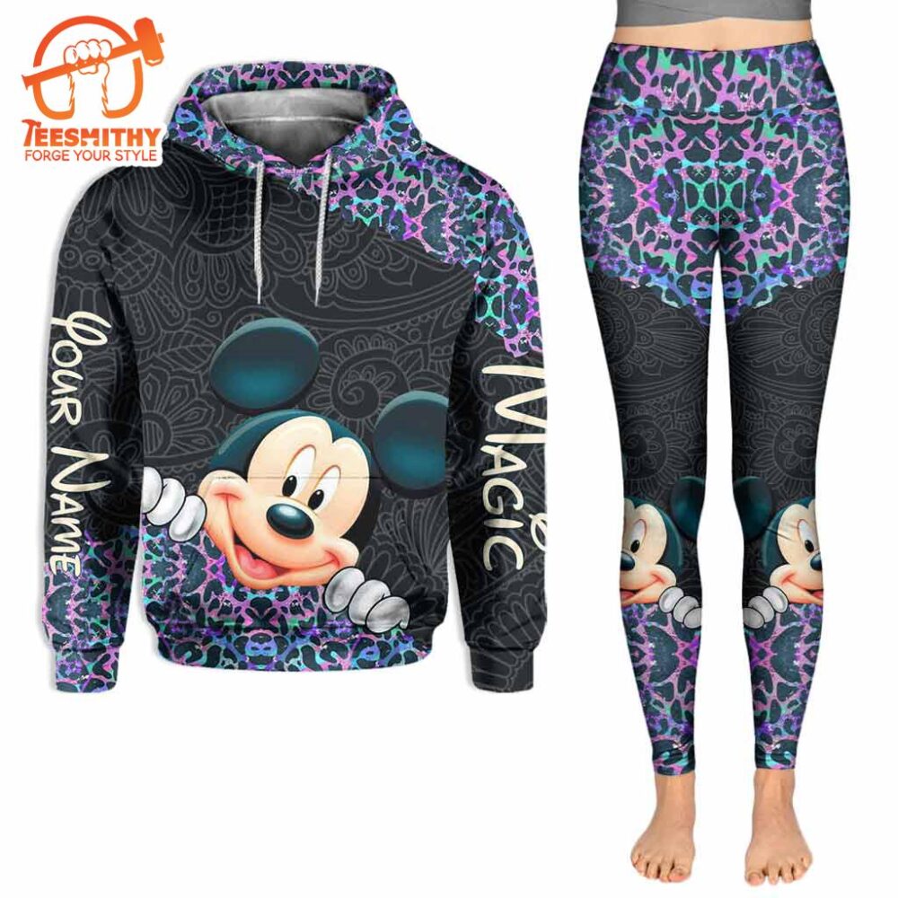 Holographic Leopard Mickey Mouse Ears – Personalized Hoodie and Leggings