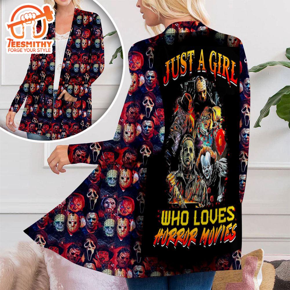 Horror Movies Women’s Patch Pocket Cardigan For Fans