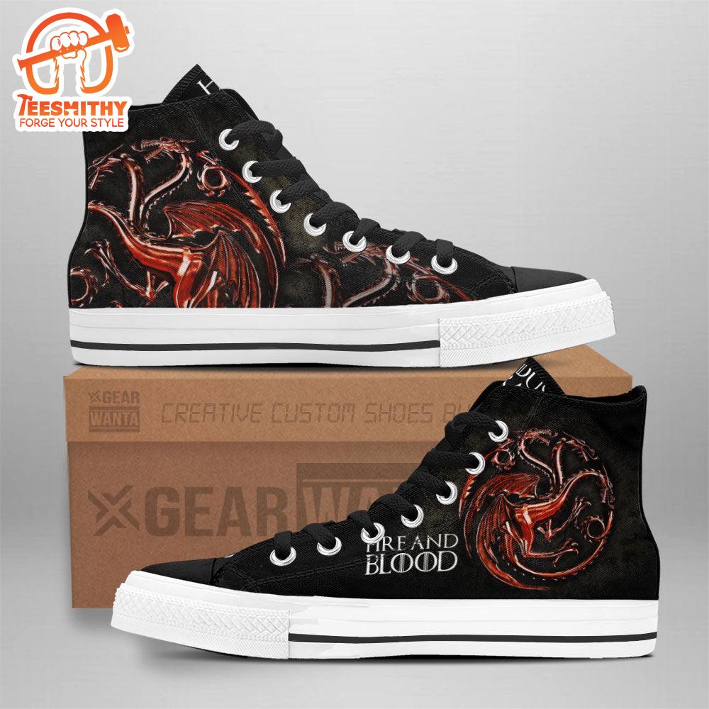 House Of Dragon High Top Shoes Custom Fire and Blood For Fans