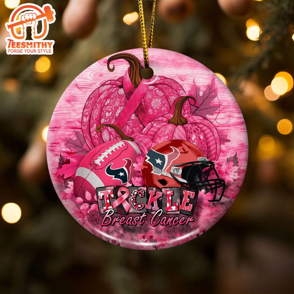 Houston Texans  Breast Cancer And Sport Team Ceramic Ornament  – Breast Cancer Ornament