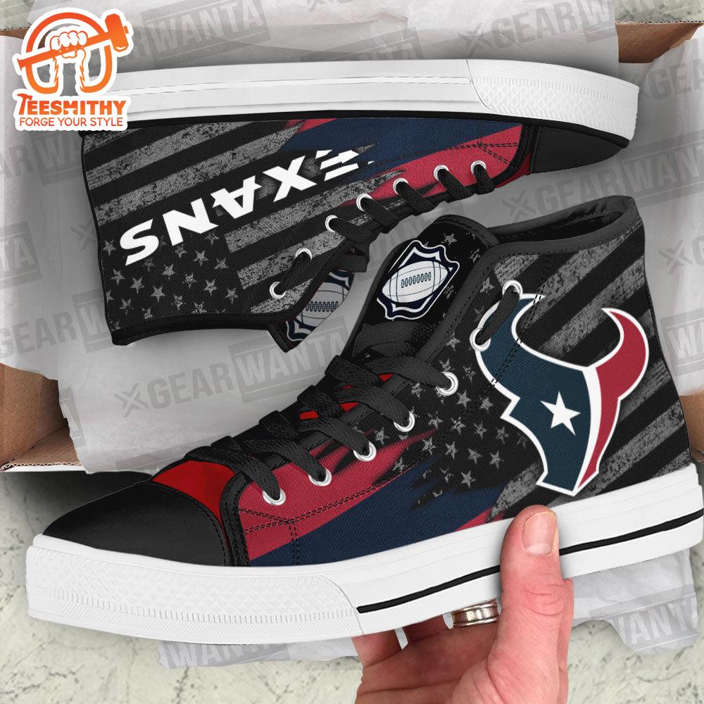 Houston Texans High Top Shoes Custom American Flag Sneakers