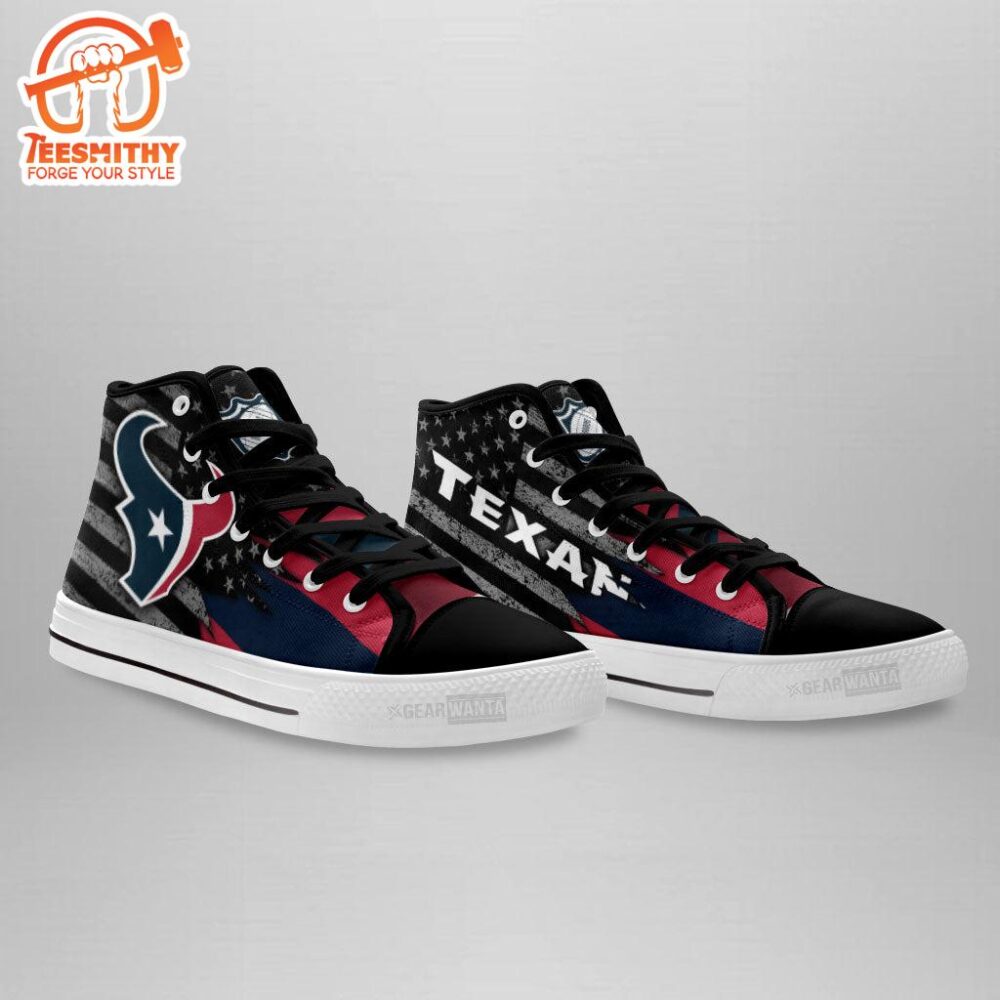 Houston Texans High Top Shoes Custom American Flag Sneakers