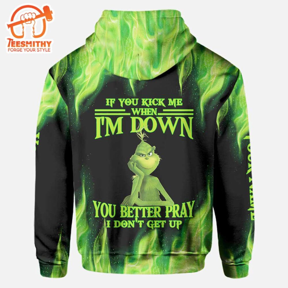 If You Kick Me – Personalized Grinch Stole Christmas All Over T-shirt and Hoodie