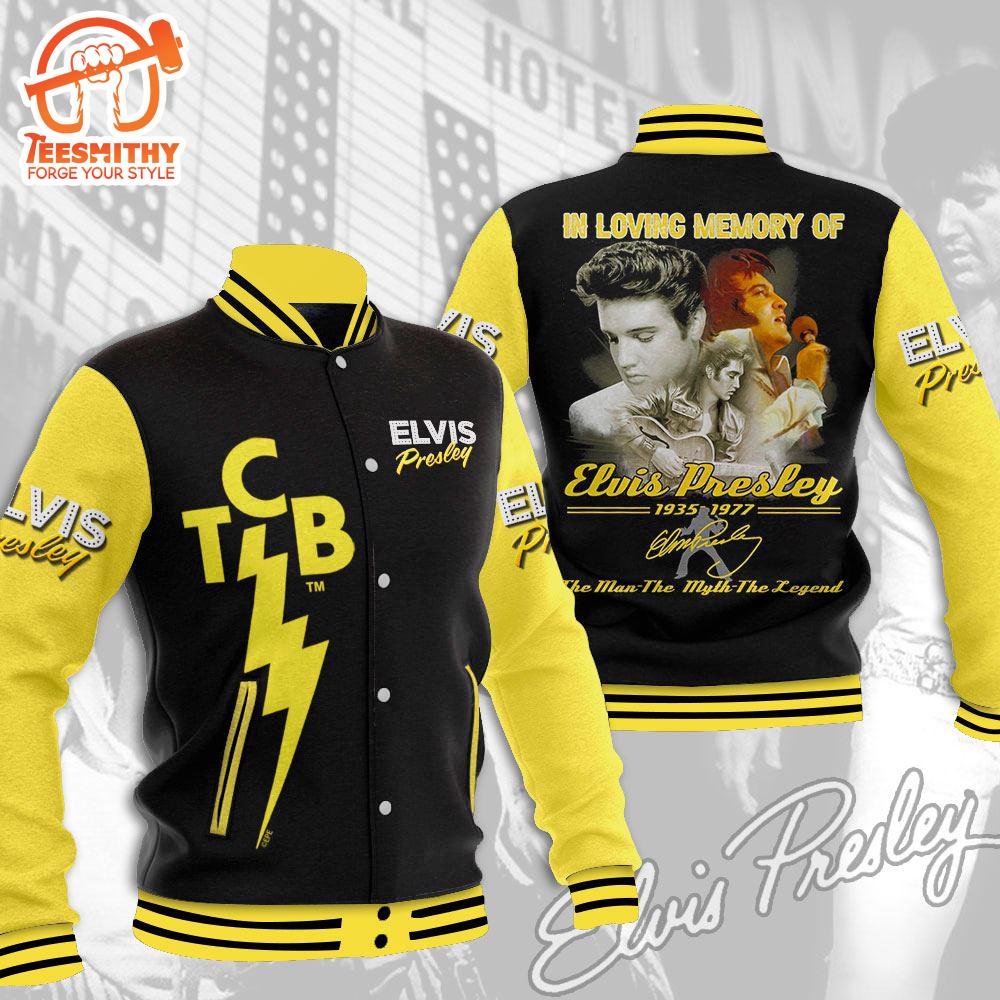 In Loving Memory Of Elvis Presley Signatures Black Baseball Jacket, Sport Jacket