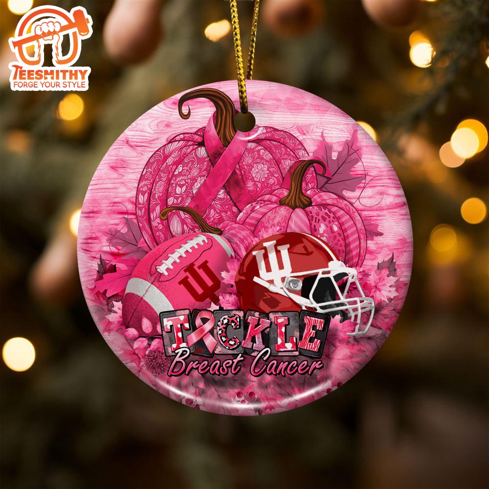 Indiana Hoosiers  Breast Cancer And Sport Team Ceramic Ornament – Breast Cancer Ornament