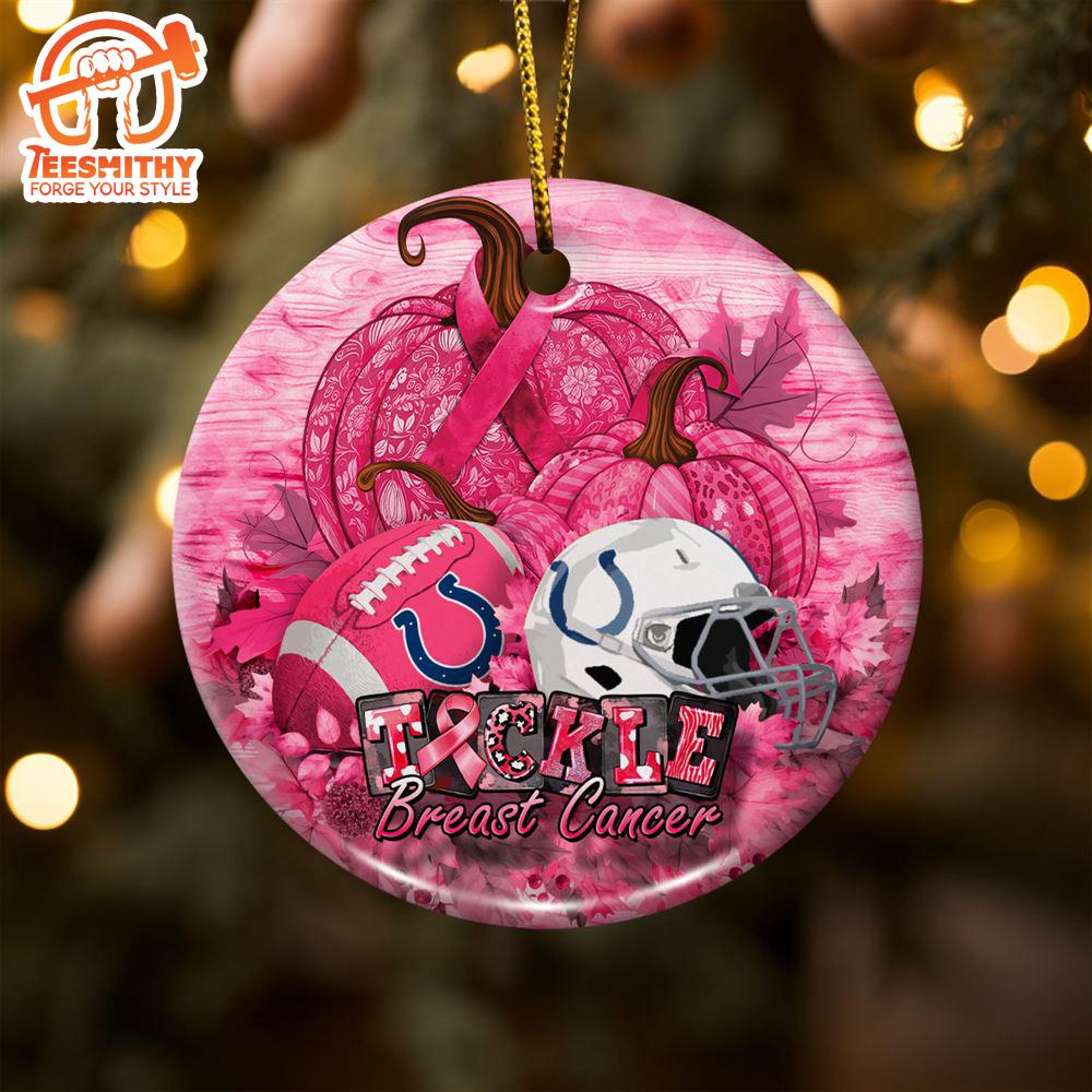 Indianapolis Colts  Breast Cancer And Sport Team Ceramic Ornament  – Breast Cancer Ornament