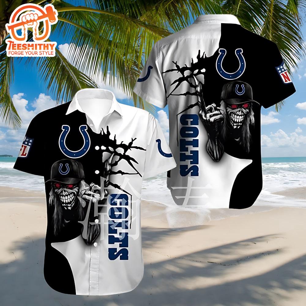 Indianapolis Colts Halloween Iron Maiden Short Sleeve Aloha Shirt