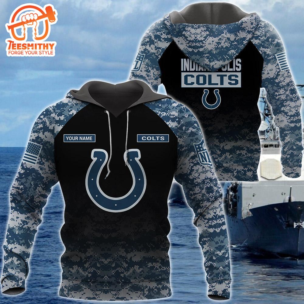 Indianapolis Colts U.S. Navy NWU Camouflage Cutsom Name Hoodie  Gift Christmas