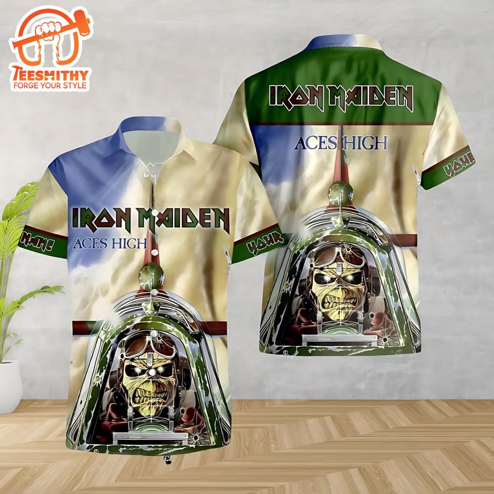 Iron Maiden Aces High Custom Name Short Sleeve Aloha Shirt