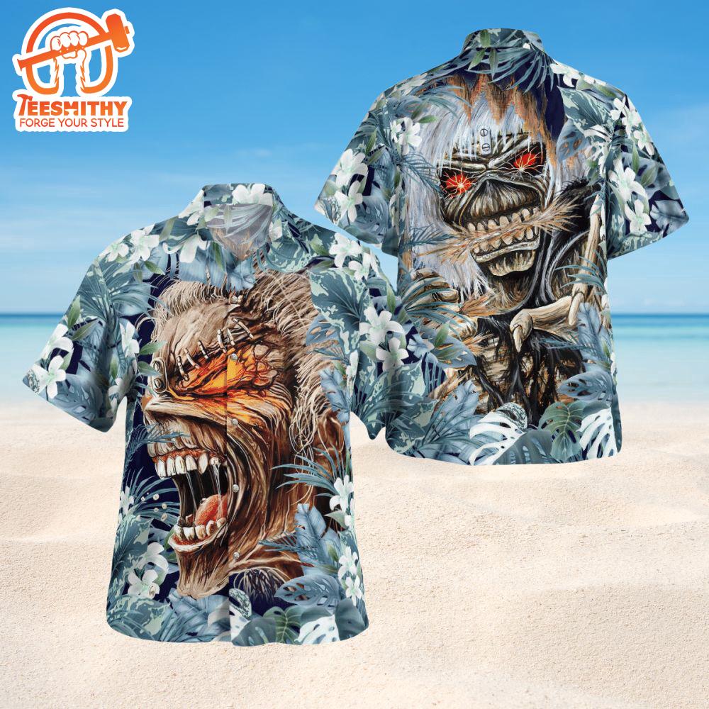 Iron Maiden Heavy Mental Tropical Short Sleeve Aloha Shirt