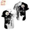 Iron Maiden Pittsburgh Steelers Black And White Short Sleeve Aloha Shirt