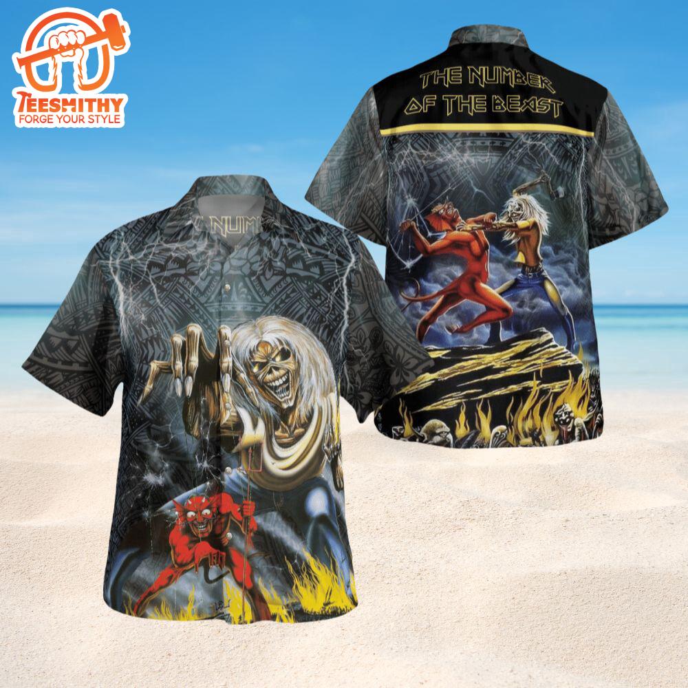 Iron Maiden The Number Of The Beast 1982 Short Sleeve Aloha Shirt