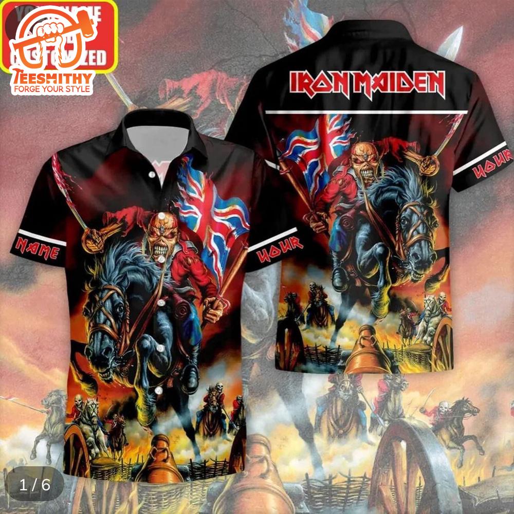 Iron Maiden The Trooper War Horse Short Sleeve Aloha Shirt