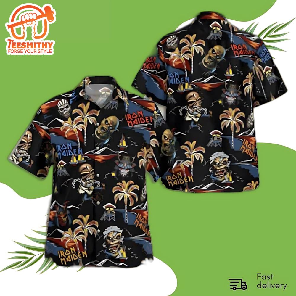 Iron Maiden Tropic Thunder Eddie Island Adventure Short Sleeve Aloha Shirt