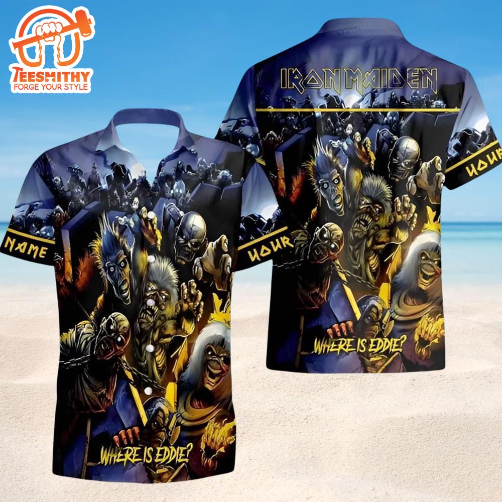 Iron Maiden Where Is Eddie Short Sleeve Aloha Shirt