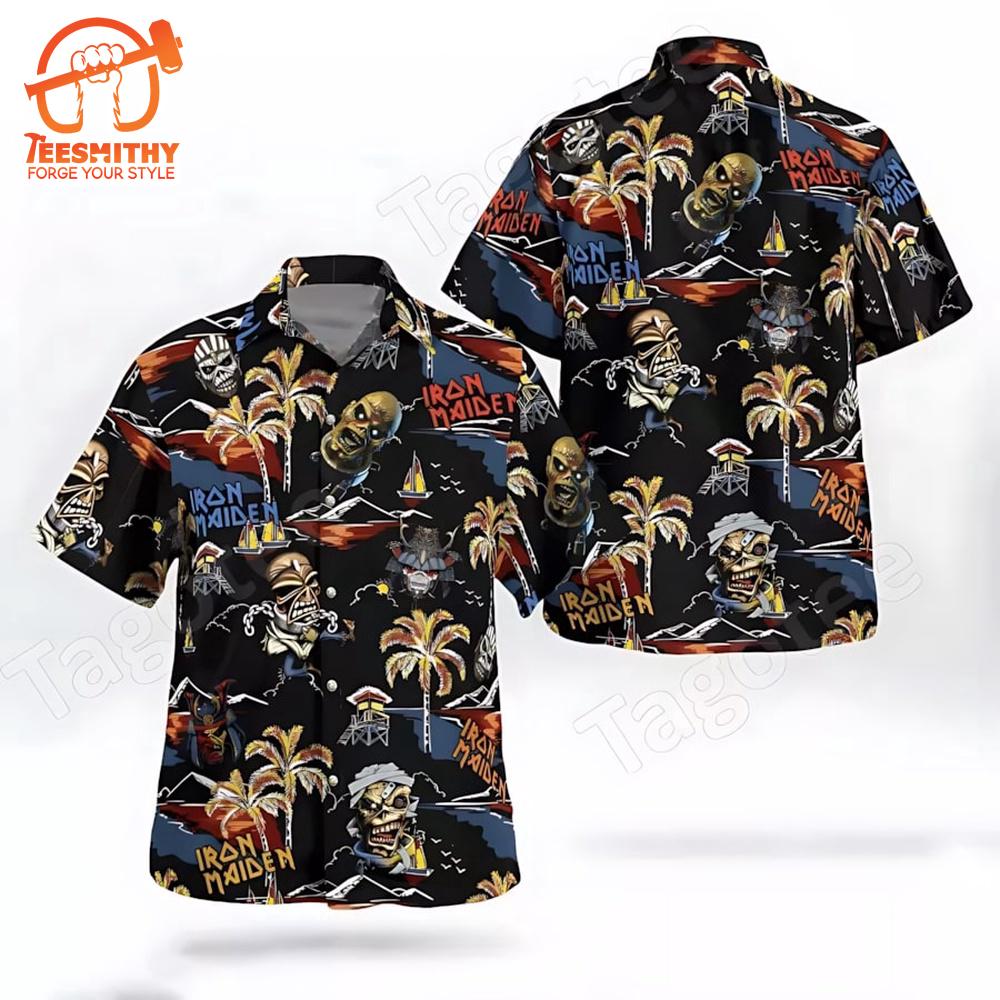 Iron Maiden Zombie Palm Tree Short Sleeve Aloha Shirt