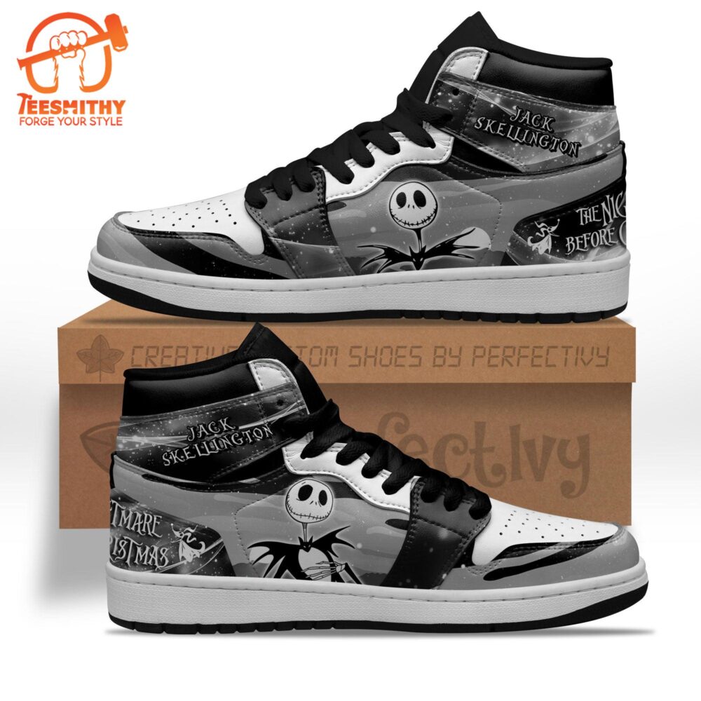 Jack Skellington Characters Silhouette Air Jordan 1 Shoes Custom