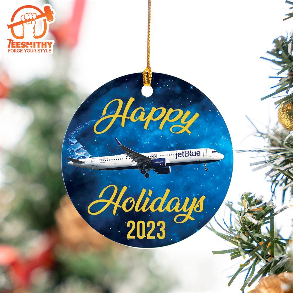 Christmas 2024  JetBlue Airbus A321 Merry Christmas 2023 Ceramic Ornament