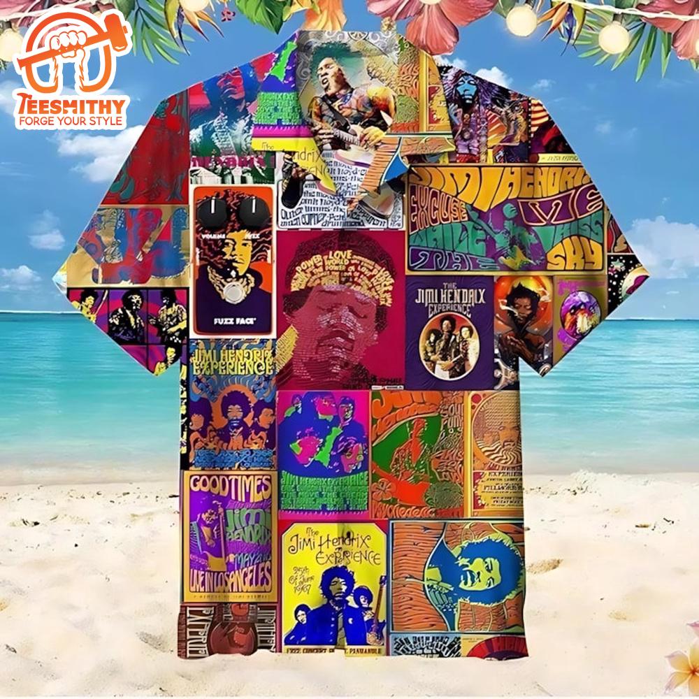 Jimi Hendrix Concert Poster Collage Hawaiian Shirt