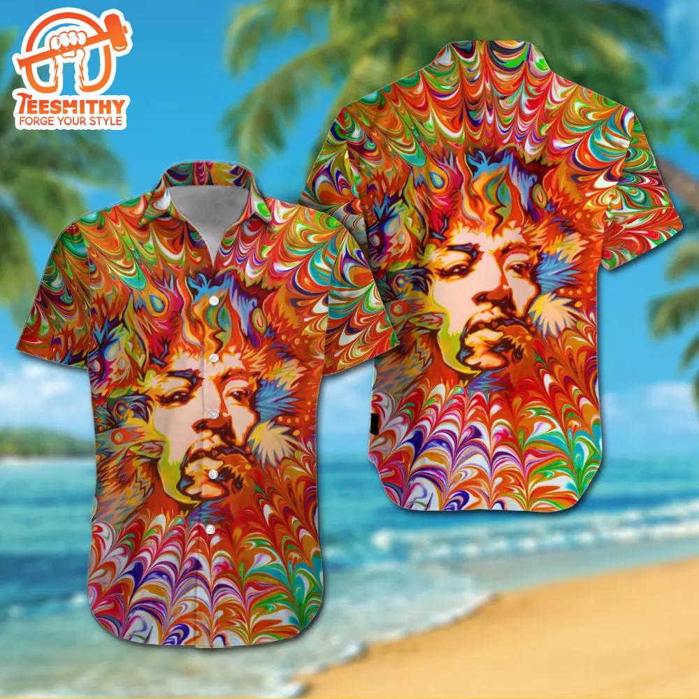 Jimi Hendrix Face Tie Dye Hawaiian Shirt