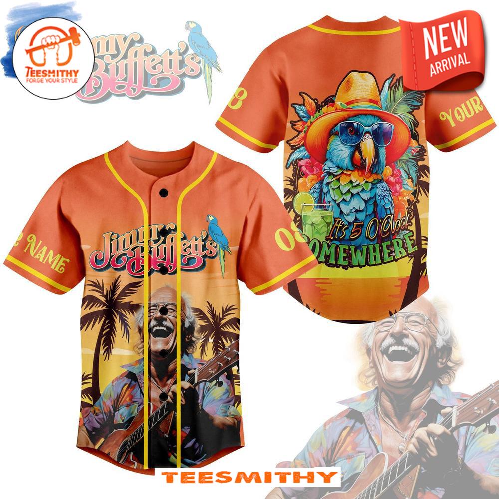 Jimmy Buffett It’s 5 O’clock Somewhere Custom Name Baseball Jersey