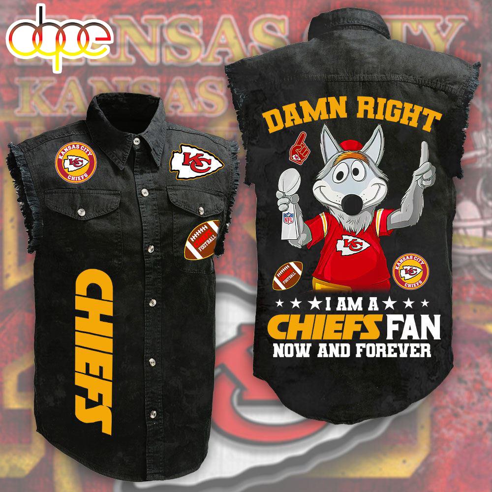 Kansas City Chiefs 3D Lightweight Sleeveless Denim Shirt