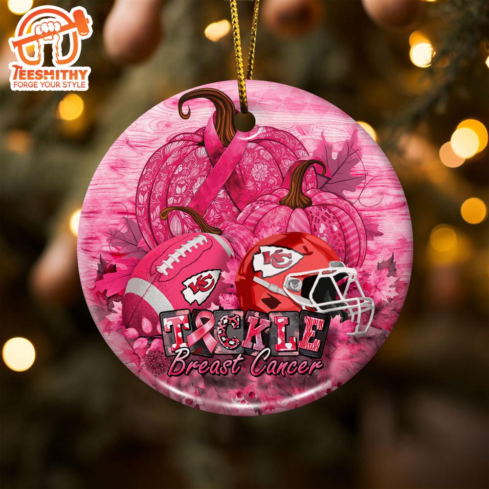 Kansas City Chiefs  Breast Cancer And Sport Team Ceramic Ornament  – Breast Cancer Ornament