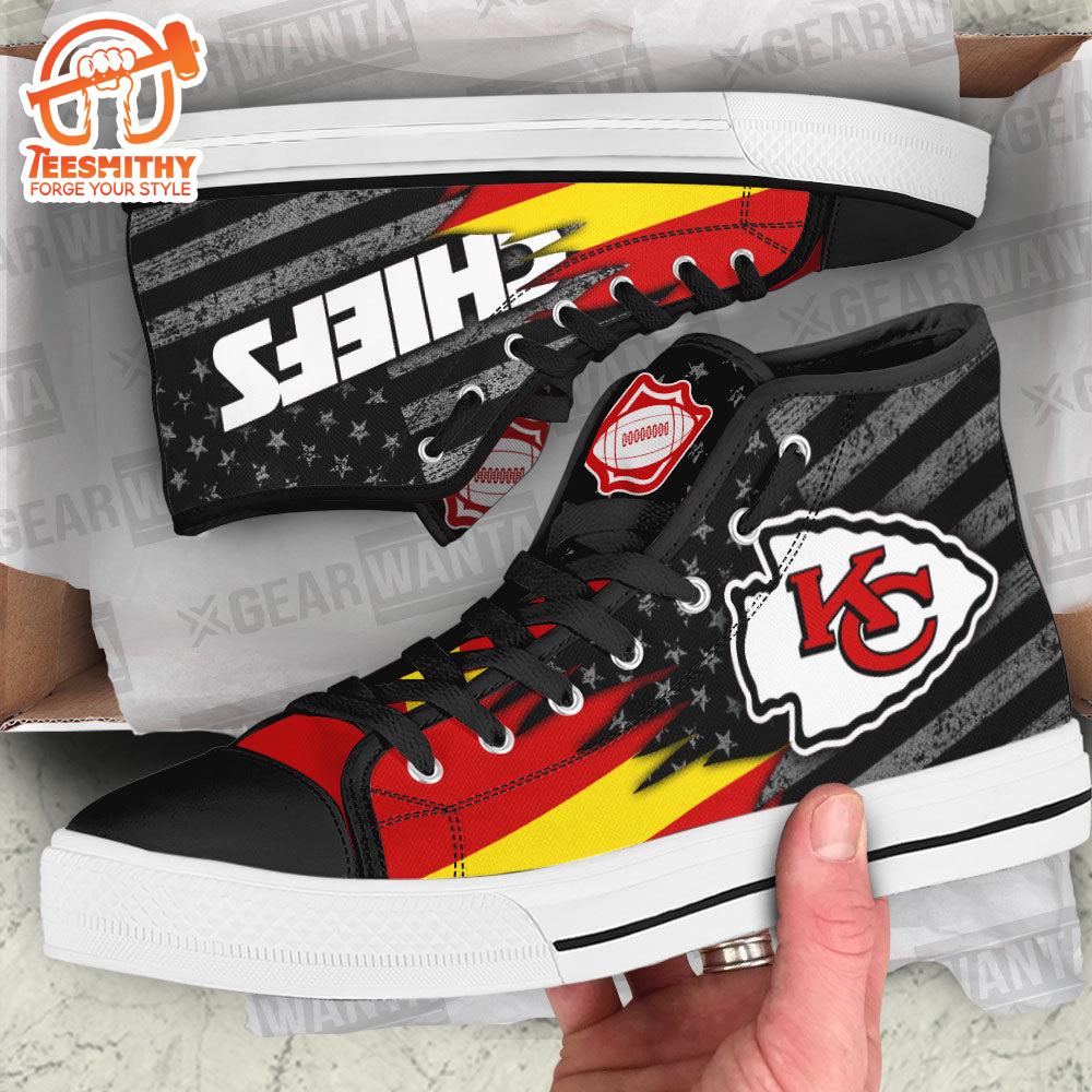 Kansas City Chiefs High Top Shoes Custom American Flag Sneakers