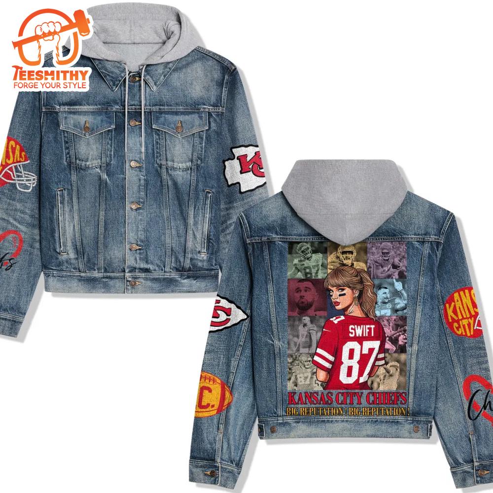 Kansas City Chiefs Men’s Premium Hooded Denim Jacket V1