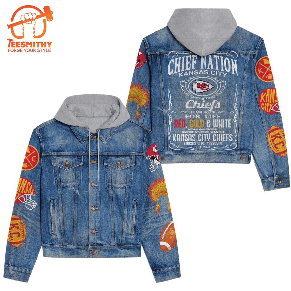 Kansas City Chiefs Men’s Premium Hooded Denim Jacket V3