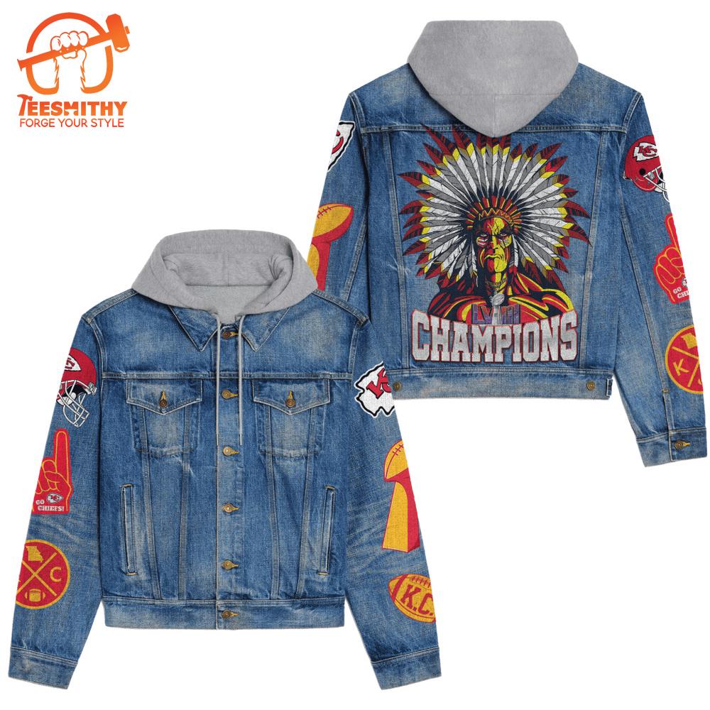 Kansas City Chiefs Men’s Premium Hooded Denim Jacket V5