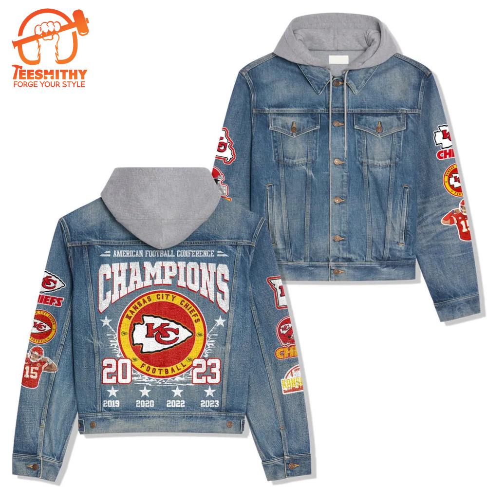 Kansas City Chiefs Men’s Premium Hooded Denim Jacket Version 1