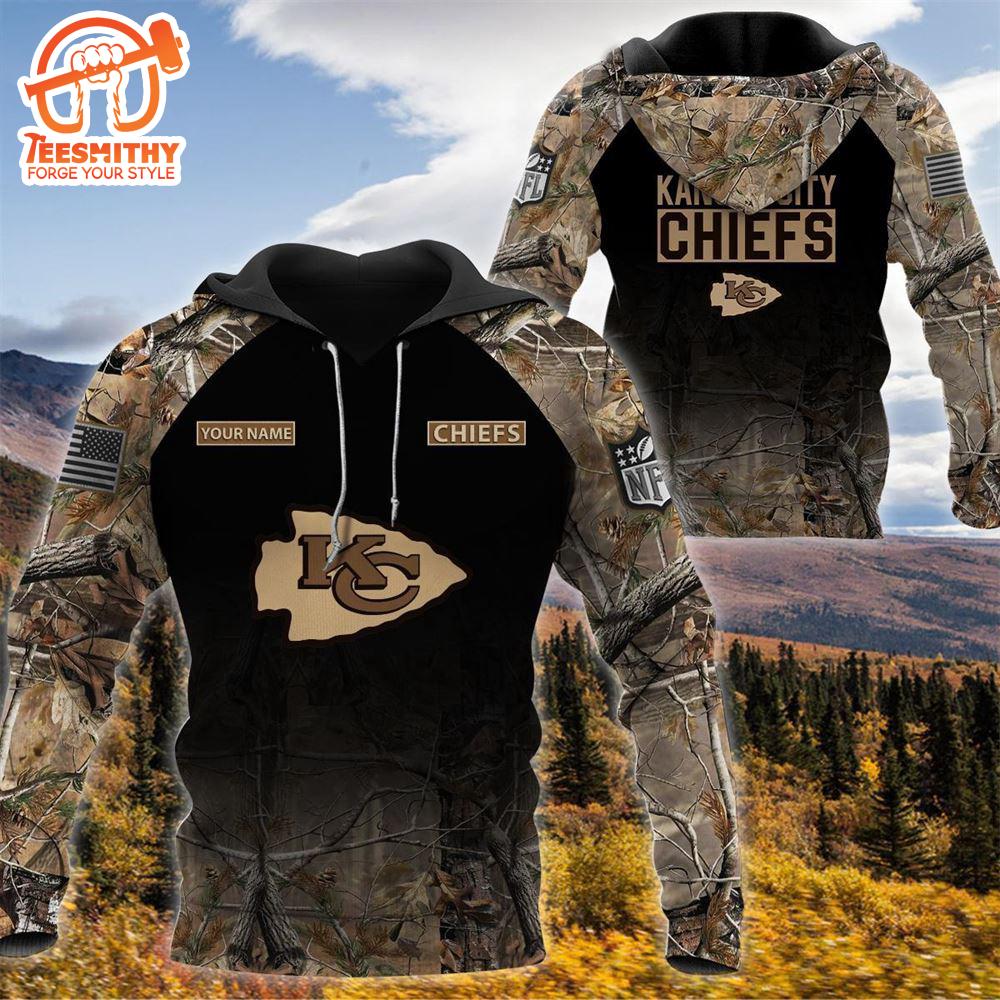 Kansas City Chiefs Personalized Your Name Hunting Camo Hoodie  Gift Christmas