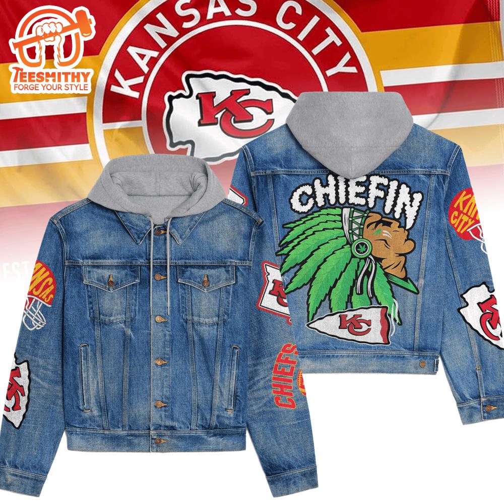 Kansas City Chiefs Premium Hooded Denim Jacket V4